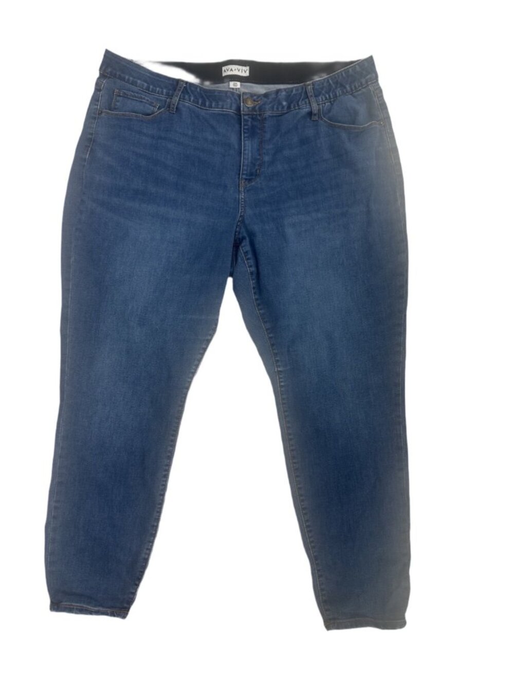 Ava Viv Plus Size Straight Leg Jeans 20W Medium Blue Wash Stretch Denim